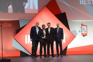 Kartik Sheth, CEO- Data&Devices, Bharti Airtel recieves award on behalf of the team at GSMA's Global Mobile Awards 2015